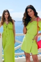 Vestido Midi alça e decote amarração - verde lima