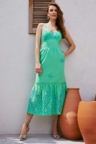 Vestido Midi Amarração nas Costas Verde 
