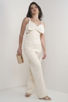 Macacão com Laço Off White