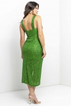 Vestido Midi Fendas Laterais Verde