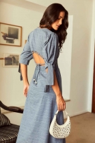 Vestido Midi Abertura nas Costas Azul