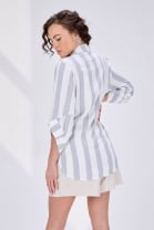 Conjunto de Camisa e Cropped Listrado Cinza