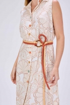 Vestido Midi Abotoamento Frontal Estampado 
