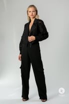 Conjunto de Calça e Jaqueta com Renda Preto 