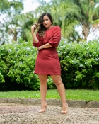 Vestido Curto Recorets Laterais Marsala