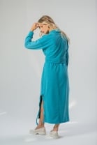 Conjunto de Saia e Cropped Manga Longa Azul 