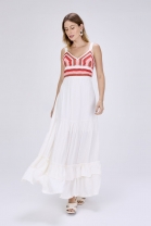 Vestido Longo Detalhes em Crochê Rose