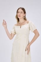 Vestido Midi Texturizado Off White 