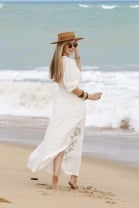 Vestido Longo Off White Bordado 