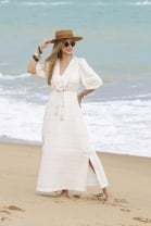 Vestido Longo Off White Bordado 