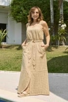 Vestido Longo Fluido Laise Bege 