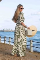 Vestido Longo Com Mangas Estampado