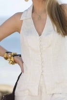 Conjunto de Calça de Linho e Blusa Frente Unica Cru