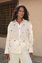 Camisa Manga Longa Bordada Off White 