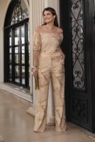 Conjunto de Calça e Blusa Ciganinha Dourado