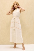 Vestido Midi Abotoamento Frontal Off White 