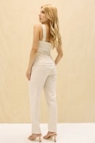 Conjunto Calça e Blusa Abotoamento Frontal Cru