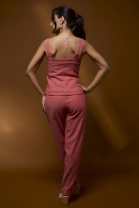 Conjunto Calça e Blusa Abotoamento Frontal Vermelho