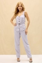 Conjunto de Calça e Blusa com Cinto Azul 