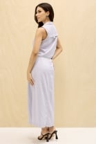 Conjunto de Saia Midi e Colete Azul 