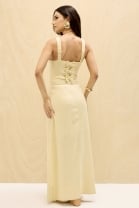 Vestido Longo Amarelo com Amarração Frontal