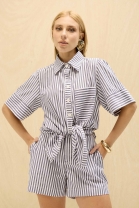 Conjunto de Short e Maxi Camisa Listrado 