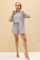 Conjunto de Short e Maxi Camisa Listrado 