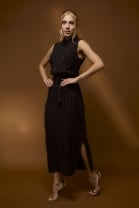 Conjunto de Saia e Camisa Risca de Giz Preto 
