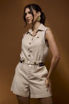 Conjunto de Short e Cropped Bege 
