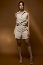 Conjunto de Short e Cropped Bege 