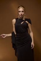 Conjunto de Saia Longa e Blusa com Recortes Preto 