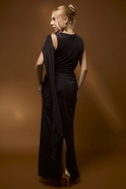 Conjunto de Saia Longa e Blusa com Recortes Preto 