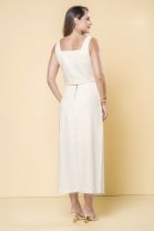 Conjunto de Saia com Transpasse e Regata Amarelo 