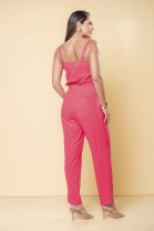 Conjunto de Calça e Blusa com Pregas Rosa 