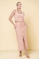 Conjunto de Saia Midi e Blusa Pêssego 