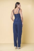 Conjunto de Calça e Blusa Assimétrica Azul Marinho 
