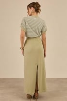Conjunto de Saia Longa e Blusa Listrada Verde 
