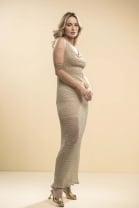 Vestido Longo Texturizado Dourado 