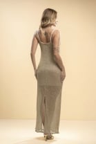 Vestido Longo Texturizado Dourado 