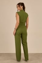 Macacão Verde Com Amarração Frontal