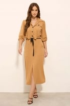 Conjunto de Saia Midi e Blusa Caramelo 