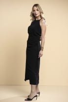 Vestido Midi com Transpasse Preto 