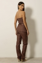 Conjunto de Calça e Blusa Tomara que Caia Marrom 