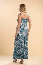 Vestido Longo Fluido Alças Finas Estampado 
