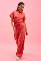 Conjunto de Calça e Blusa de Malha Vermelha