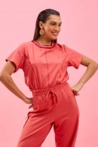 Conjunto de Calça e Blusa de Malha Vermelha