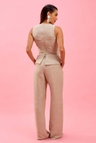 Conjunto de Calça e Blusa Assimétrica Bege 