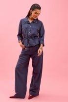 Conjunto de Calça e Parca Azul Marinho 