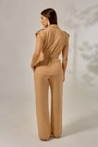 Conjunto de Calça e Colete Alongado Caramelo 