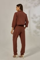 Conjunto de Calça e Jaqueta Curta Marrom 